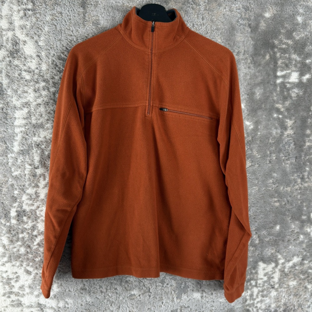 L.L. Bean Size S 1/4 Zip Fleece Pullover Sweater‎ Orange Mens Long Sleeve